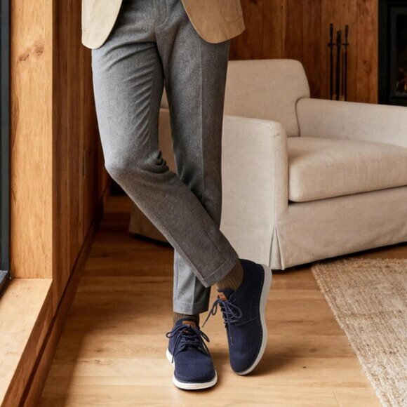 ⚡Bruno Marc Men Blue Knit Flex Mesh Oxfords Lace-Up Lightweight Casual Sneakers - Picture 4 of 9